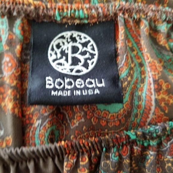 Bobeau elastic off the shoulder boho paisley top - Picture 3 of 6
